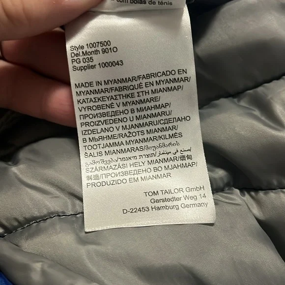 Lightweight Puffer Vest Tom Tailor Navy Blue Full Zip Men’s L/XL - Picture 11 of 14